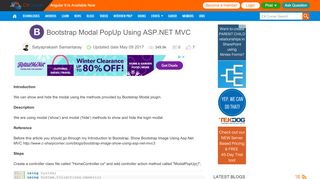 
                            12. Bootstrap Modal PopUp Using ASP.NET MVC - C# Corner