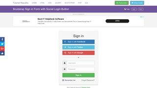 
                            8. Bootstrap Sign in Form with Social Login Button Template