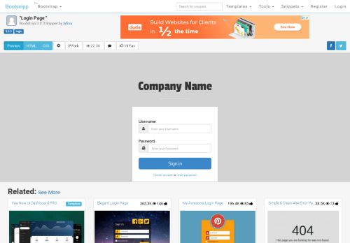 
                            4. Bootstrap Snippet Login Page using HTML CSS - Bootsnipp