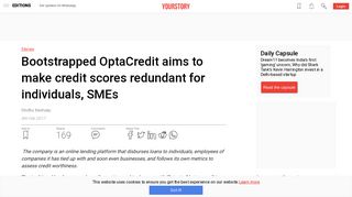 
                            9. Bootstrapped OptaCredit aims to make credit scores redundant for ...