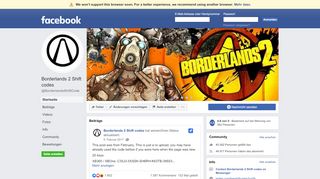 
                            10. Borderlands 2 Shift codes - Startseite | Facebook