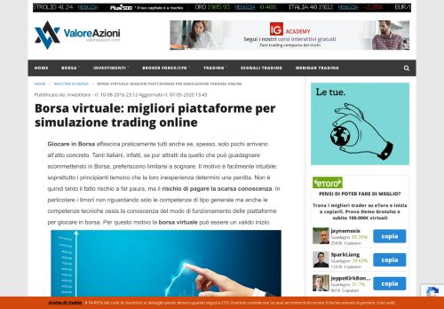
                            8. Borsa virtuale: migliori piattaforme demo - Valoreazioni.com