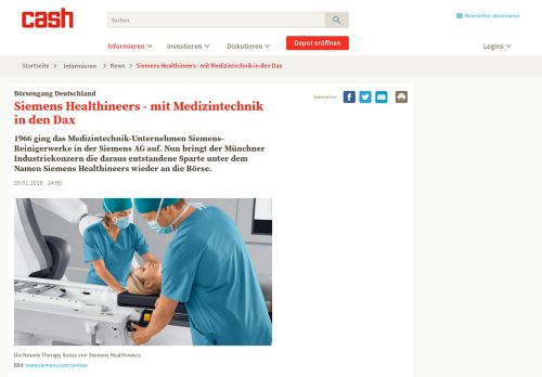 
                            6. Börsengang Deutschland - Siemens Healthineers - mit Medizintechnik ...