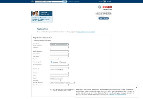 
                            13. Bosch Parts & Service Online - User Registration