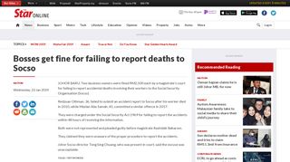 
                            8. Bosses get fine for failing to report deaths to Socso - Nation | The Star ...