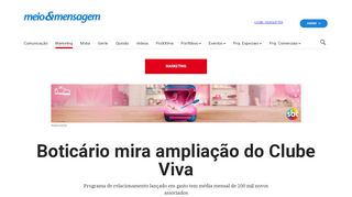 
                            12. Boticário mira ampliação do Clube Viva – Meio & Mensagem