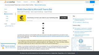 
                            11. BotKit Slack Bot to Microsoft Teams Bot - Stack Overflow