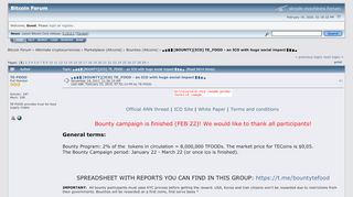 
                            6. [BOUNTY][ICO] TE_FOOD - an ICO with huge social impact - Bitcointalk