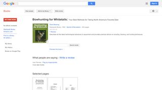 
                            10. Bowhunting for Whitetails: Your Best Methods for Taking North ...  - Google بکس کا نتیجہ