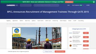 
                            2. BPCL Recruitment of Management Trainees through GATE 2015