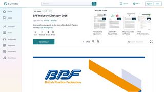 
                            11. BPF Industry Directory 2016 | Polystyrene | Plastic - Scribd