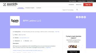 
                            11. BPM Latino LLC | ZoomInfo.com