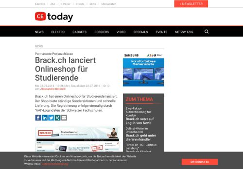 
                            7. Brack.ch lanciert Onlineshop für Studierende | CEToday