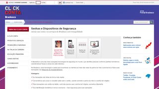 
                            8. Bradesco Click Conta | Senhas e Dispositivos de Segurança