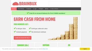 
                            5. BrainBux - Earn 0.10€ per click