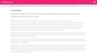 
                            9. Brainlab Quentry First Online Medical Platform to Receive EuroPriSe ...