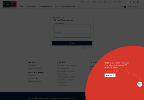 
                            1. Brand Store Login - Peter England