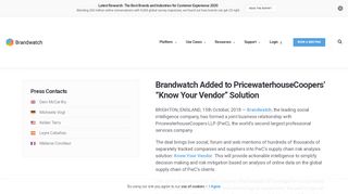 
                            7. Brandwatch Added to PricewaterhouseCoopers' “Know Your Vendor ...