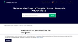 
                            11. Brauche ich ein Benutzerkonto bei Trustpilot? - Trustpilot Support Center