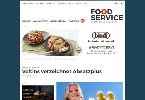
                            10. Brauerei C. & A. Veltins: Veltins verzeichnet Absatzplus - Food Service