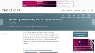 
                            9. Brazilian cigarette company fined for “premature” death - The Lancet