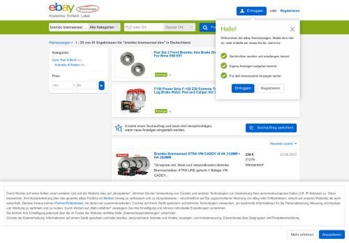 
                            10. Brembo Bremsenset Xtra eBay Kleinanzeigen