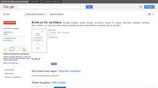 
                            10. Briefe an Ch. de Villers: von Benj. Constant - Görres - Goethe - ...