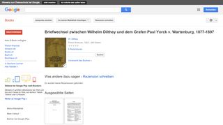 
                            9. Briefwechsel zwischen Wilhelm Dilthey und dem Grafen Paul Yorck v. ...
