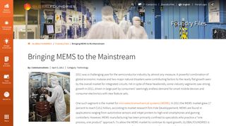 
                            8. Bringing MEMS to the Mainstream - GlobalFoundries Foundry Files