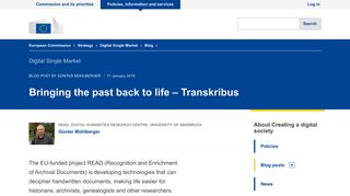
                            12. Bringing the past back to life – Transkribus | Digital Single Market