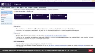 
                            7. Bristol University | IT Services | Usernames and ... - University of Bristol