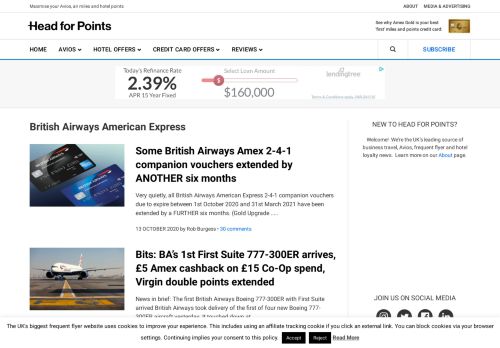 
                            9. British Airways American Express cards - Head for Points