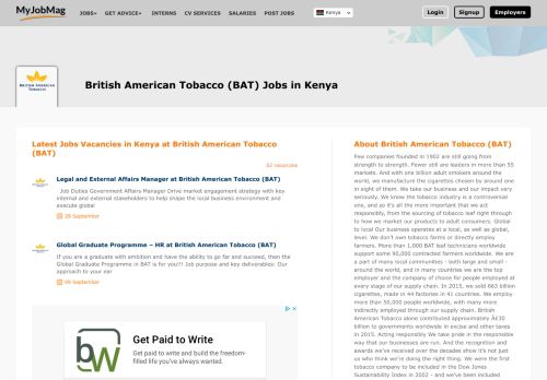 
                            11. British American Tobacco (BAT) Jobs in Kenya February 2019