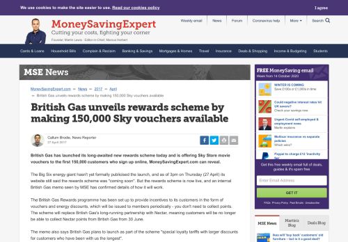 
                            8. British Gas unveils rewards scheme by making 150,000 Sky vouchers ...