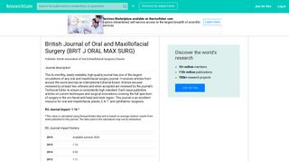 
                            8. British Journal of Oral and Maxillofacial Surgery | RG Impact Rankings ...