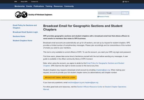 
                            13. Broadcast Email for Sections | Society of Petroleum Engineers