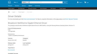 
                            4. Broadcom NetXtreme Gigabit Ethernet Driver | Driver Details | Dell US