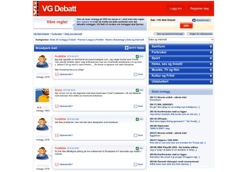 
                            8. Broadpark mail - Data og Internett - VG Nett Debatt