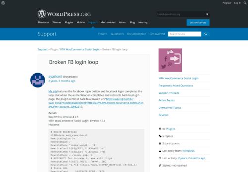 
                            10. Broken FB login loop | WordPress.org