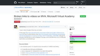 
                            3. Broken links to videos on MVA, Microsoft Virtual Academy · Issue ...