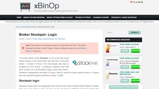 
                            4. Broker Stockpair: Login | x Binary Options