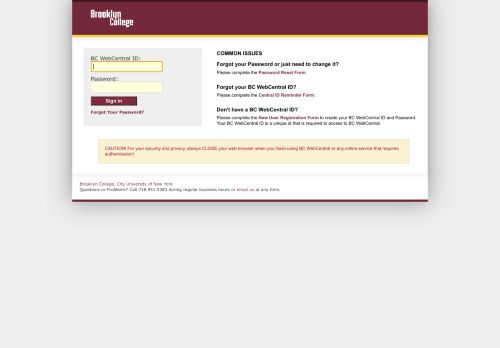 
                            1. Brooklyn College BC WebCentral Login