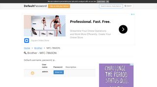 
                            8. Brother - MFC-7860DN default passwords