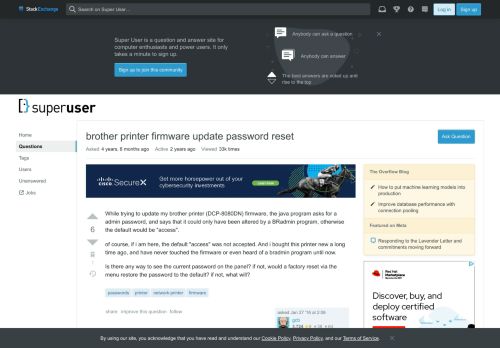 
                            6. brother printer firmware update password reset - Super User
