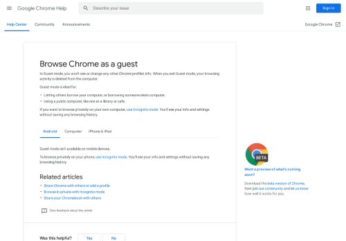 
                            6. Browse Chrome as a guest - Android - Google Chrome Help