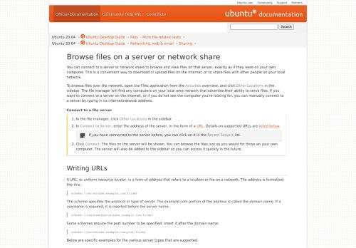 
                            4. Browse files on a server or network share - Ubuntu Documentation