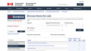
                            2. Browse items for sale - GCSurplus