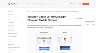 
                            2. Browser-Based vs. Native Login Flows on Mobile Devices - Auth0