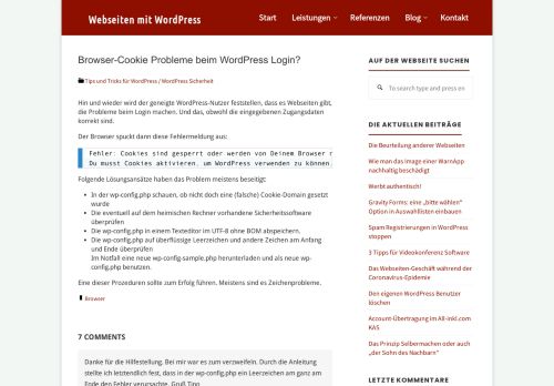 
                            6. Browser-Cookie Probleme beim WordPress Login? › Tips und Tricks ...