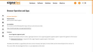
                            8. Browser Operation and Apps | signotec GmbH